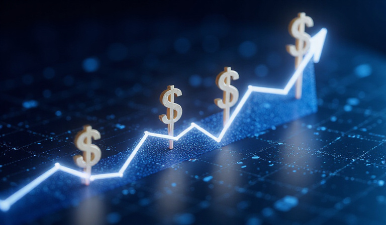 Stock market chart with upward trend