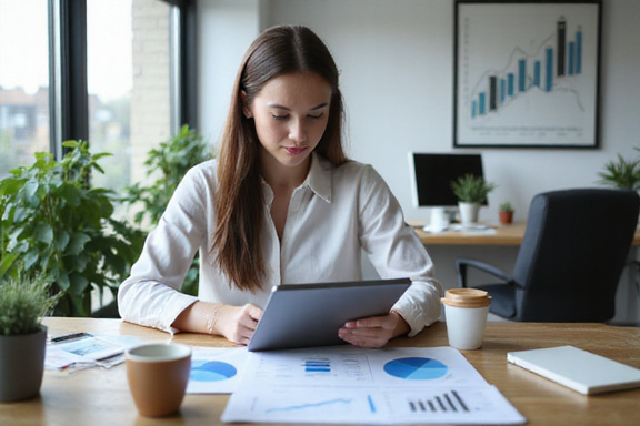 Person analyzing financial charts on tablet